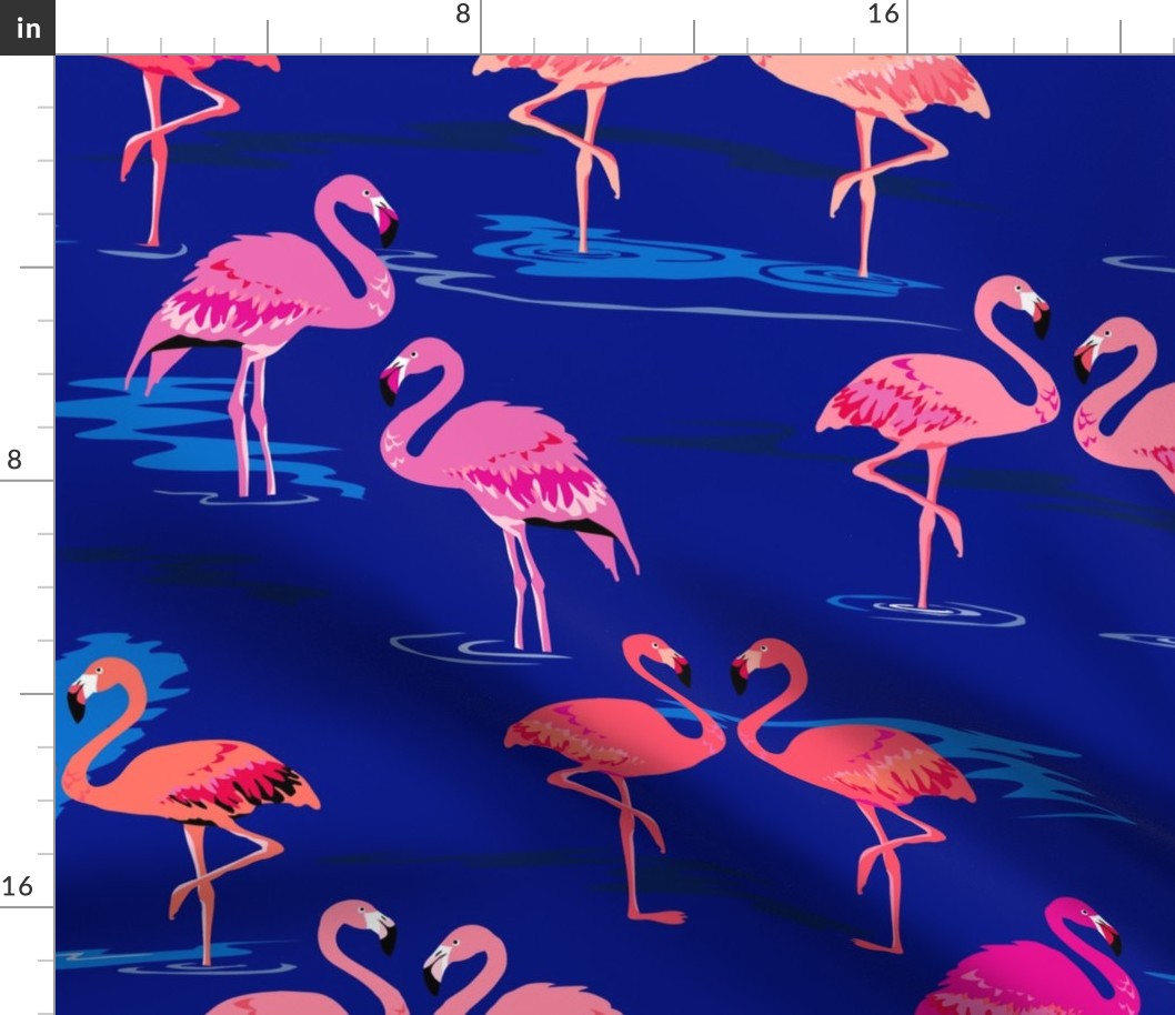 flamingos love navy - Large