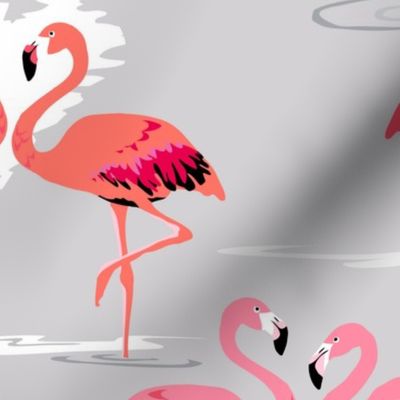 flamingos love silver - Large