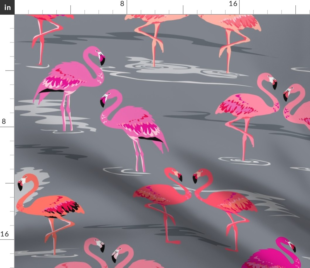 flamingos love grey - Large