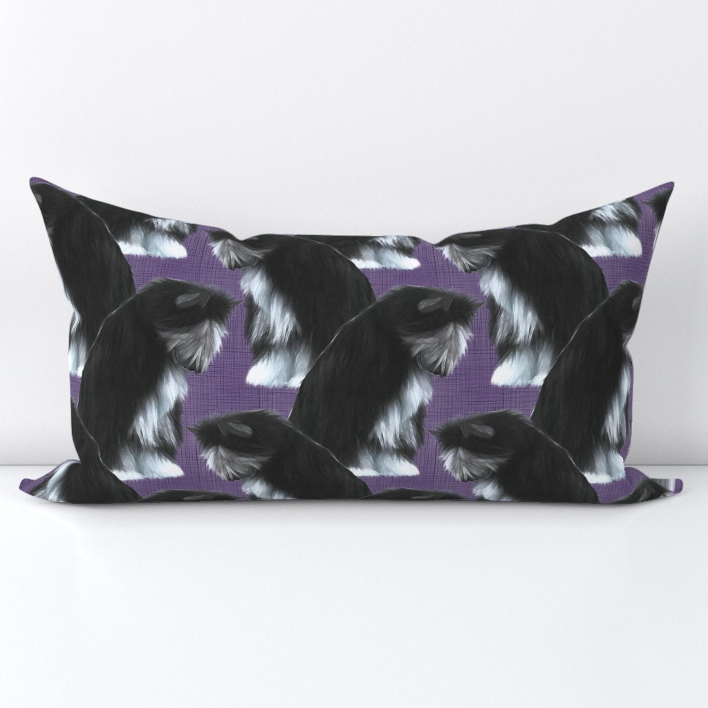 Sitting Chinese Crested powder puff - purple linen