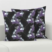 Sitting Chinese Crested powder puff - purple linen