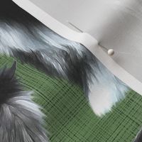 Sitting Chinese Crested powder puff - green linen