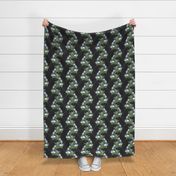 Sitting Chinese Crested powder puff - green linen