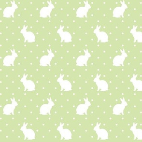 Rabbits and Spots white on green