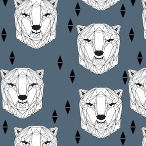 geo polar bear // blue polar bear head geometric bear head fabric andrea lauren design