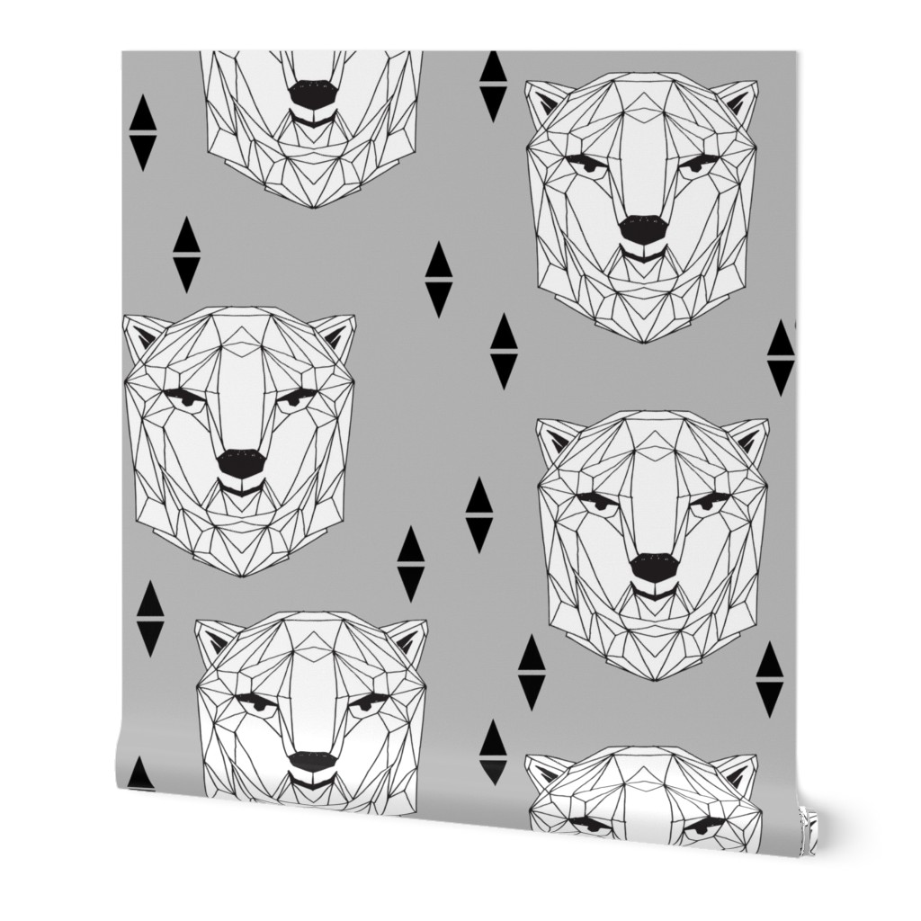 geo polar bear // geometric animals bear head geo bear head design polar bear fabric winter fabric boys design baby boy nursery