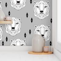 geo polar bear // geometric animals bear head geo bear head design polar bear fabric winter fabric boys design baby boy nursery