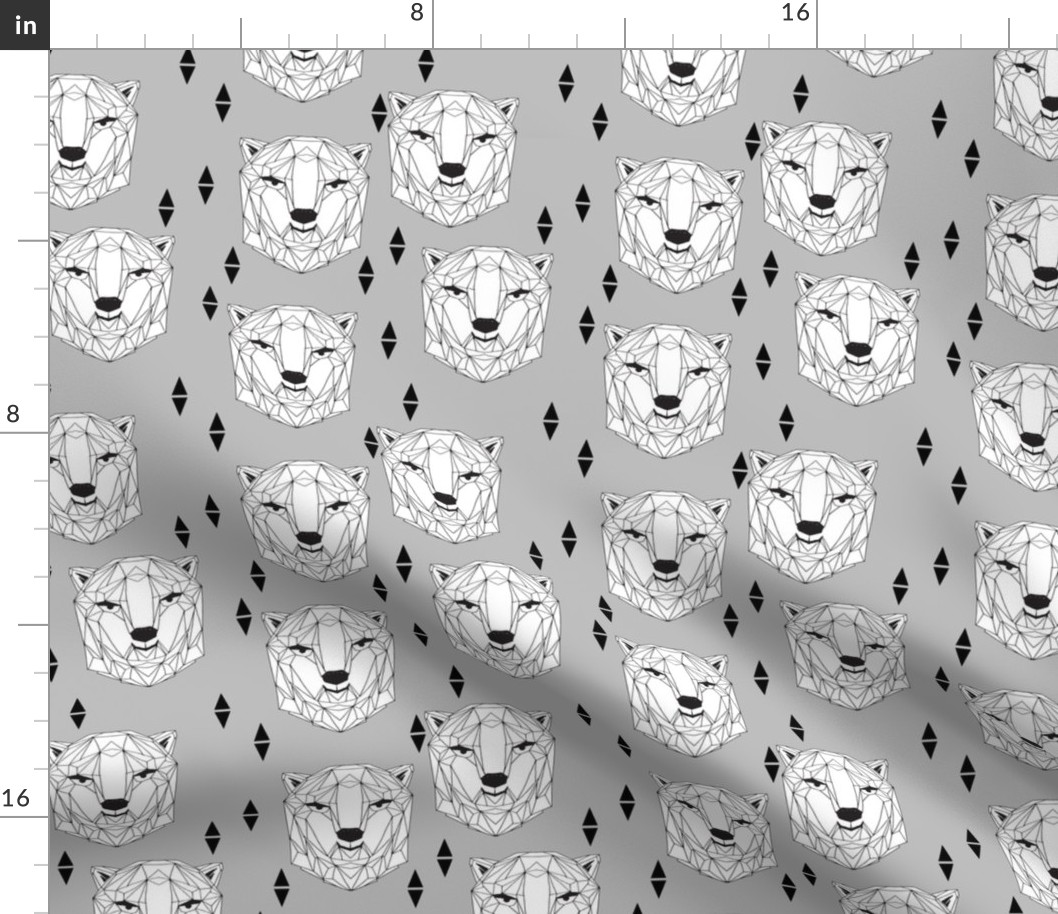 geo polar bear // geometric animals bear head geo bear head design polar bear fabric winter fabric boys design baby boy nursery