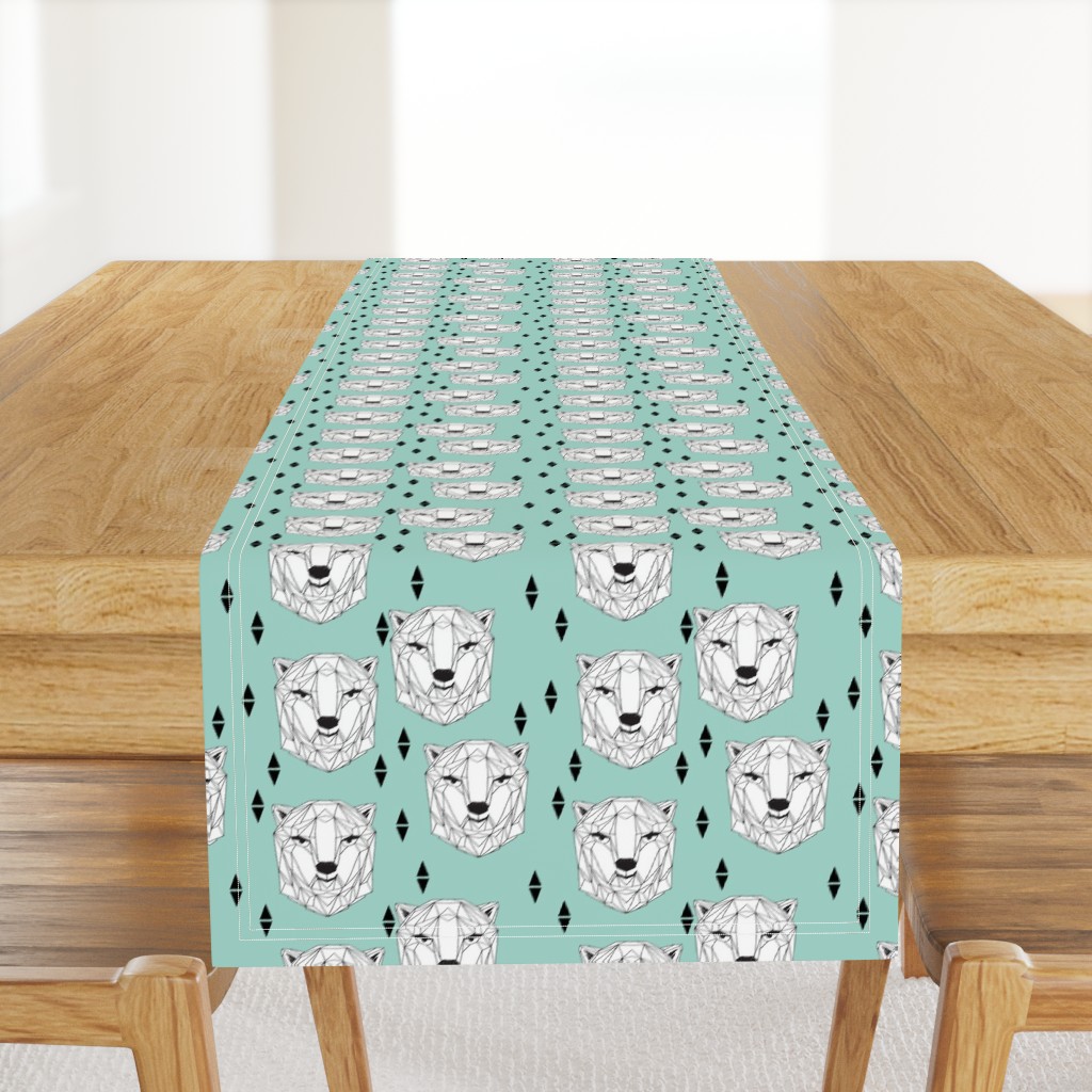 geo polar bear // geometric polar bear head cute mint scandi bear nursery baby bears face