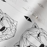 geo polar bear // black and white origami geometric polar bear design cute black and white scandi nursery fabric