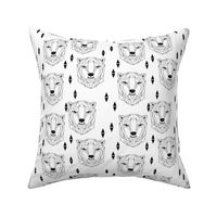 geo polar bear // black and white origami geometric polar bear design cute black and white scandi nursery fabric