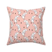 walking polar bear // bear fabric polar bear pink nursery bear cute origami polar bear