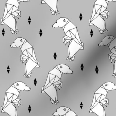 walking polar bear // grey bear cute origami bear polar bear design fabric