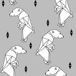 walking polar bear // grey bear cute origami bear polar bear design fabric