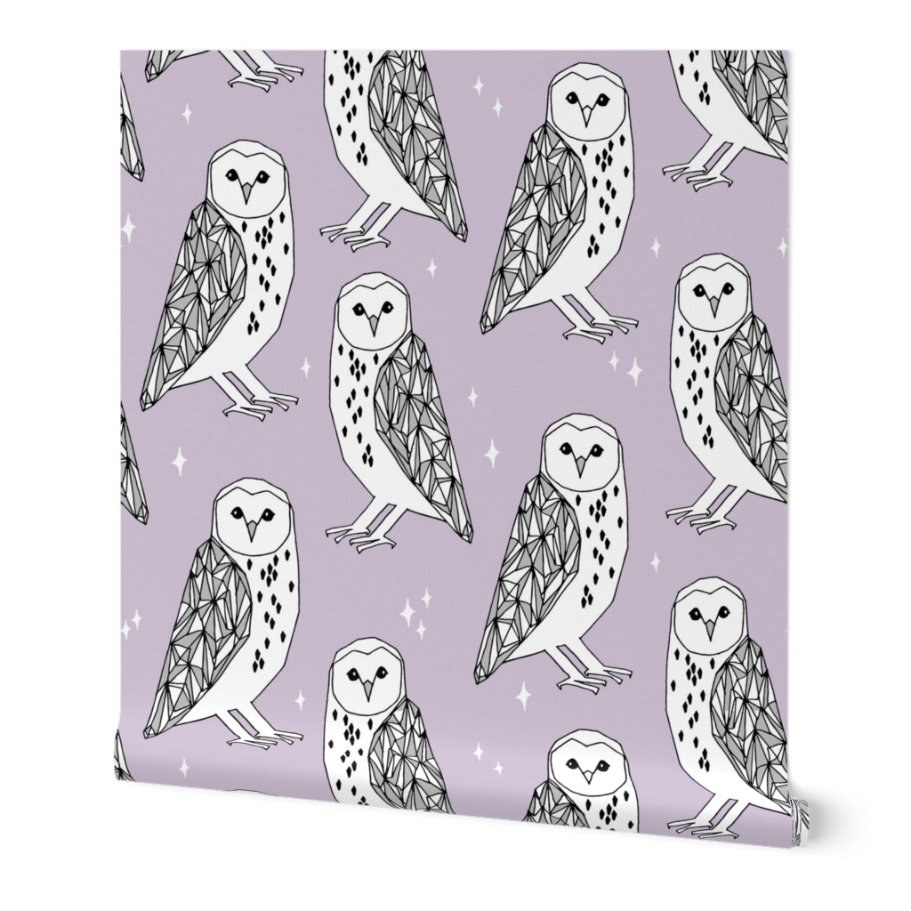 owl // purple lavender pastel hand-drawn barn owl illustration by Andrea Lauren