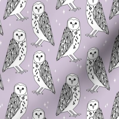 owl // purple lavender pastel hand-drawn barn owl illustration by Andrea Lauren