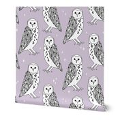 owl // purple lavender pastel hand-drawn barn owl illustration by Andrea Lauren