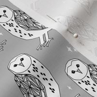 owl // barn owl grey and white hand-drawn original illustration by Andrea Lauren