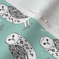 owl // barn owl mint triangles black and white kids nursery baby kids design