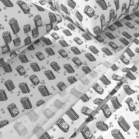 popcorn // black and white novelty food print movies snack food fabric 