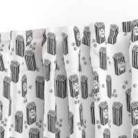 popcorn // black and white novelty food print movies snack food fabric 