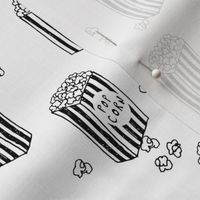 popcorn // black and white novelty food print movies snack food fabric 