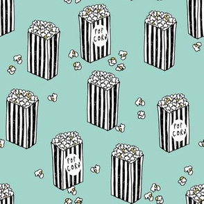 popcorn // mint movies snack food movie theatre popcorn food fabric print