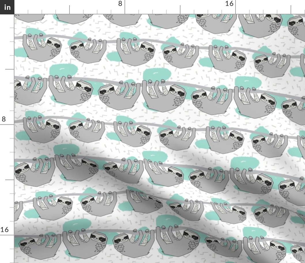 Geo Sloth - Pale Turquoise by Andrea Lauren 