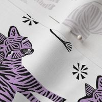 Safari Zebra - Wisteria Purple on White by Andrea Lauren