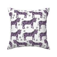 Safari Zebra - Wisteria Purple on White by Andrea Lauren