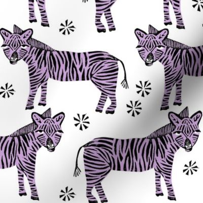Safari Zebra - Wisteria Purple on White by Andrea Lauren