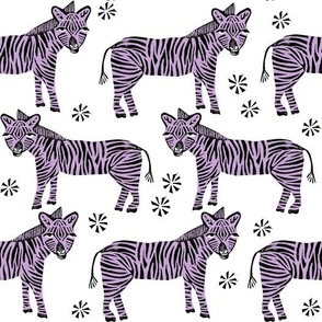 Safari Zebra - Wisteria Purple on White by Andrea Lauren