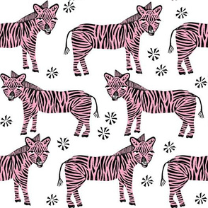 Safari Zebra - Bubblegum Pink on White by Andrea Lauren