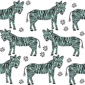 Safari Zebra - Mint on White by Andrea Lauren