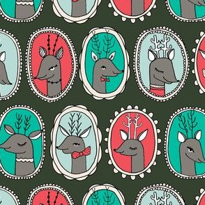 Reindeer Frame - Dark Green by Andrea Lauren 