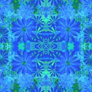 Blue daisy with avacado green