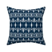 art deco white navy