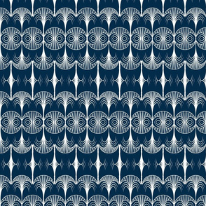 art deco white navy