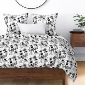 Greyhound Love Swirls Hearts Black White