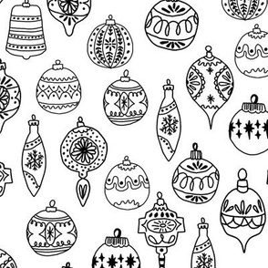 ornaments // black and white ornaments holiday christmas tree ornaments black and white hand-drawn illustration