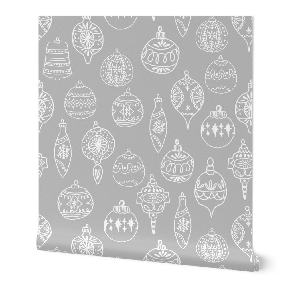 ornaments // grey christmas holiday ornaments illustration grey christmas