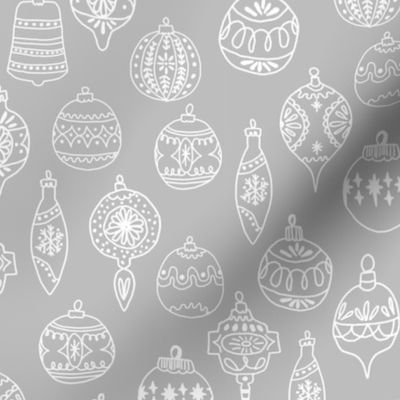 ornaments // grey christmas holiday ornaments illustration grey christmas