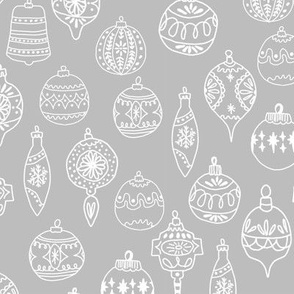 ornaments // grey christmas holiday ornaments illustration grey christmas