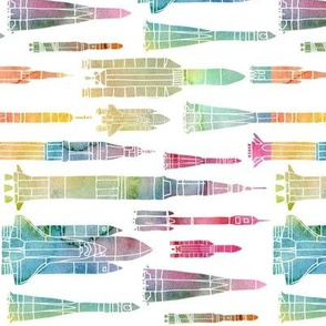 Watercolour Rockets - rainbow - rotated