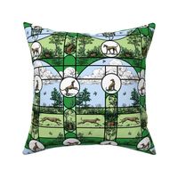 Summer Green Stained Glass Greyhounds -Large -