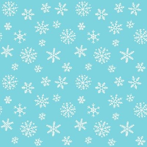 Snowflakes white on blue