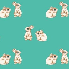 Easter Bunnies Brown Spots on Turquoise