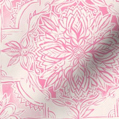 Pink Hand Painted Watercolor Tile Pattern