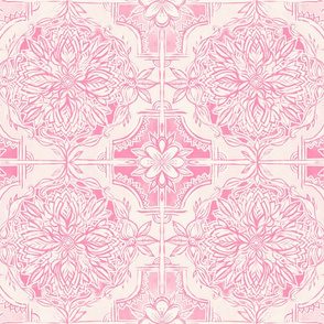 Pink Hand Painted Watercolor Tile Pattern