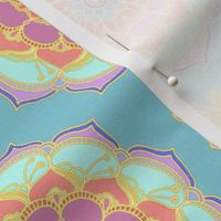 Mint, Teal, Violet & Tangerine Floral Medallions